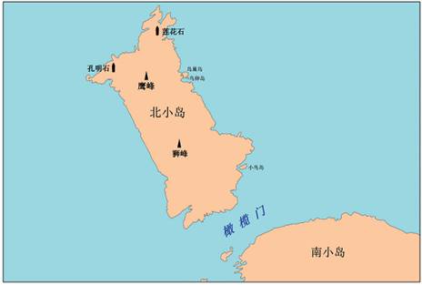 北小島及びその周辺の地理的実體の位置見(jiàn)取図